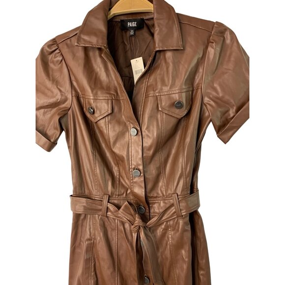 NWT Paige For Anthropologie XS Amina Dress Buttery Faux Leather RII10587 $299 - Picture 6 of 11